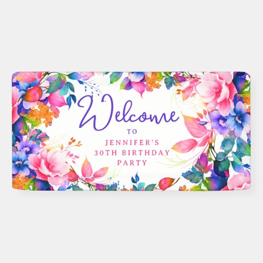 グラムガーデンウォーターカラーフローラ30th誕生日パーティー 横断幕 (横)
