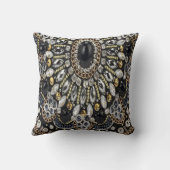 グラムガーリーアートデコ黒金ゴールドボヘミアン クッション (裏面)