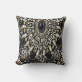 グラムガーリーアートデコ黒金ゴールドボヘミアン クッション (正面)