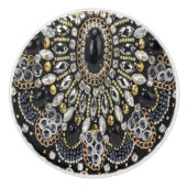 グラムガーリーアートデコ黒金ゴールドボヘミアン セラミックノブ (正面)