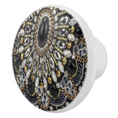 グラムガーリーアートデコ黒金ゴールドボヘミアン セラミックノブ (右)