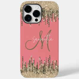 グラムガーリーグリティリーピンク&ゴールデンモノグラム Case-Mate iPhone 14 PRO MAXケース