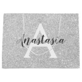 グラムガーリーシルバーグリッタースパークルズモノグラム名 ラージペーパーバッグ (正面)