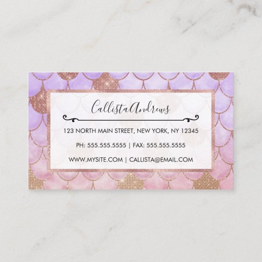 グラムガーリーバラ金ゴールドグリッターマーメイドはかりで測 名刺 (裏面)