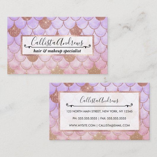 グラムガーリーバラ金ゴールドグリッターマーメイドはかりで測 名刺 (正面/裏面)