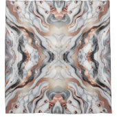 グラムガーリーバラ金ゴールドシルバー&ホワイトマーブル シャワーカーテン (正面)