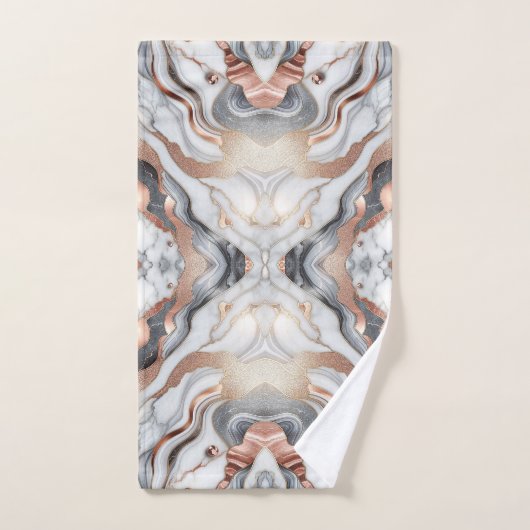 グラムガーリーバラ金ゴールドシルバー&ホワイトマーブル バスタオルセット (ハンドタオル)
