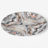 グラムガーリーバラ金ゴールドシルバー&ホワイトマーブル ペーパープレート (アングル)