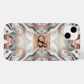 グラムガーリーバラ金ゴールドシルバー&ホワイトマーブル Case-Mate iPhoneケース (裏面 (横))