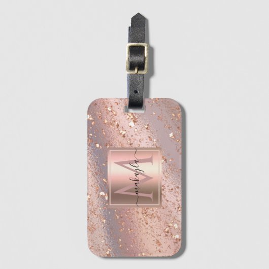 グラムガーリーバラ金ゴールドフレークスギッターモノグラム ラゲッジタグ (正面縦)