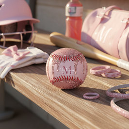 グラムガーリーバラ金ゴールド滴下グリッターモノグラム ソフトボール