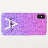 グラムガーリーパープルグラデーショングリッタースパークルスモノグラム Case-Mate iPhoneケース (裏面(横))