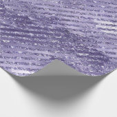 グラムガーリーパープルグリッターストライプ誕生日 ラッピングペーパー (角)