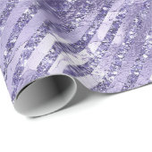 グラムガーリーパープルグリッターストライプ誕生日 ラッピングペーパー (ロールコーナー)