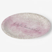 グラムガーリーピンクホワイトグリッタースパークル ペーパープレート (アングル)
