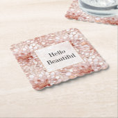 グラムガーリーピンクローズ金ゴールドフローラ ペーパーコースター (アングル)