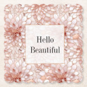 グラムガーリーピンクローズ金ゴールドフローラ ペーパーコースター (正面)