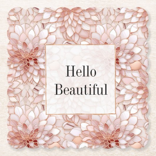 グラムガーリーピンクローズ金ゴールドフローラ ペーパーコースター (正面)