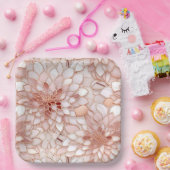 グラムガーリーピンクローズ金ゴールドフローラ ペーパープレート (パーティー)