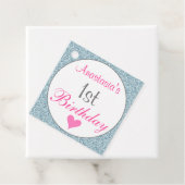 グラムガーリーピンク&ライトブルーグリッター1st誕生日 フェイバータグ (インサイチュ)