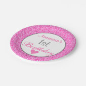 グラムガーリープリンセスホットピンクグリッター1日 ペーパープレート (アングル)