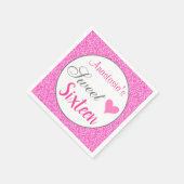 グラムガーリープリンセスホットピンクグリッターSweet sixteen スタンダードカクテルナプキン (角)