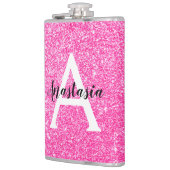 グラムガーリーホットピンクグリッタースパークルズモノグラム名 フラスク (左)