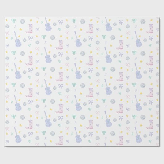 グラムガーリーロックスター女性のカーボーイスポップ・アートのターパーティー ラッピングペーパー (フラット)