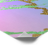 グラムガーリー大理石 |パステルよくはしゃぐトレンディーグラデーション ポスター (角)