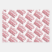 グラムガーリー誕生日ガール引用文レッドグリッター ラッピングペーパーシート (正面2)