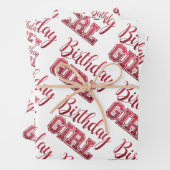 グラムガーリー誕生日ガール引用文レッドグリッター ラッピングペーパーシート (インサイチュ)