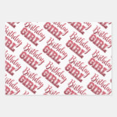 グラムガーリー誕生日ガール引用文レッドグリッター ラッピングペーパーシート (正面)