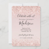 グラムガーリー赤面ピンクグリッタースパークル 招待状 (正面)