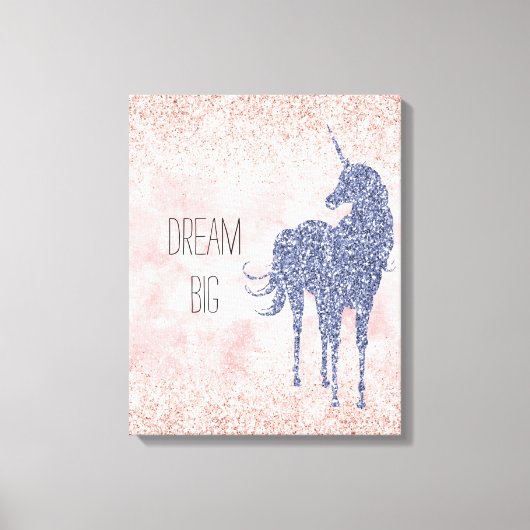 グラムガーリー赤面ピンクパープルユニコーングリッター キャンバスプリント (正面)