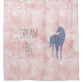 グラムガーリー赤面ピンクパープルユニコーングリッター シャワーカーテン (正面)