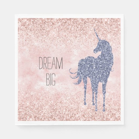 グラムガーリー赤面ピンクパープルユニコーングリッター スタンダードランチョンナプキン (正面)