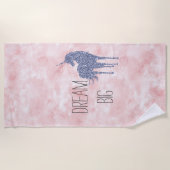 グラムガーリー赤面ピンクパープルユニコーングリッター ビーチタオル (正面)