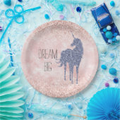 グラムガーリー赤面ピンクパープルユニコーングリッター ペーパープレート (パーティー)