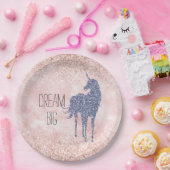 グラムガーリー赤面ピンクパープルユニコーングリッター ペーパープレート (パーティー)