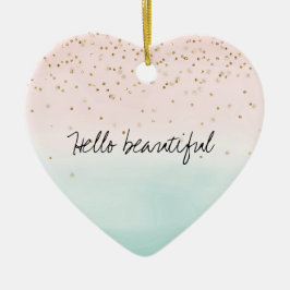 グラムガーリー赤面ピンクミント金ゴールドスパークル紙吹雪 セラミックオーナメント