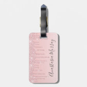 グラムガーリー赤面ピンクローズ金ゴールドグリッタードライブ名 ラゲッジタグ (裏面縦)