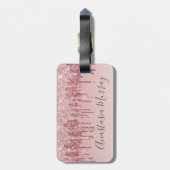 グラムガーリー赤面ピンクローズ金ゴールドグリッタードライブ名 ラゲッジタグ (裏面縦)