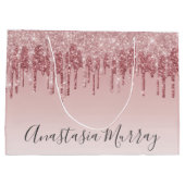 グラムガーリー赤面ピンクローズ金ゴールドグリッタードライブ名 ラージペーパーバッグ (裏面)