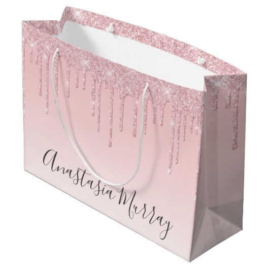 グラムガーリー赤面ピンクローズ金ゴールドグリッタードライブ名 ラージペーパーバッグ (裏面アングル)