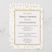 グラムガーリー金ゴールドスパークル紙吹雪ブライダルシャワー 招待状 (正面/裏面)