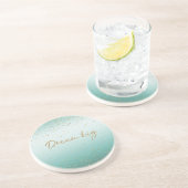 グラムガーリー金ゴールドスパークル紙吹雪ミントグリッター コースター (側面)