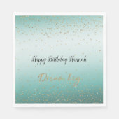 グラムガーリー金ゴールドスパークル紙吹雪ミントグリッター スタンダードランチョンナプキン (正面)