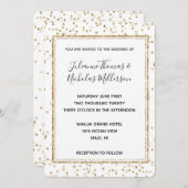 グラムガーリー金ゴールドスパークル紙吹雪結婚式の招待 招待状 (正面/裏面)