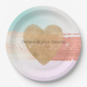 グラムガーリー金ゴールドハートピーチ赤面スパークル絞り染め ペーパープレート (正面)