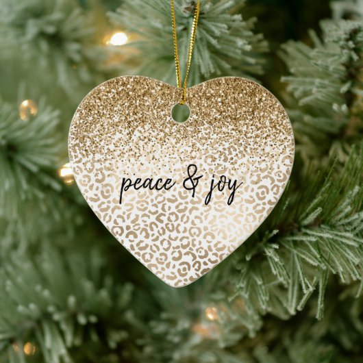 グラムガーリー金ゴールドヒョウ印刷グリッタースパークル セラミックオーナメント (ツリー)